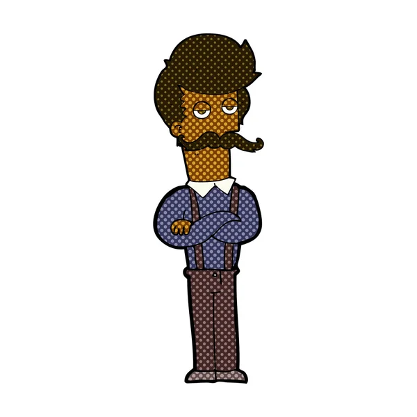 Bande dessinée homme avec moustache — Image vectorielle