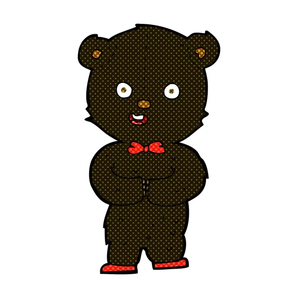 Comic cartoon teddy black bear — Stock Vector