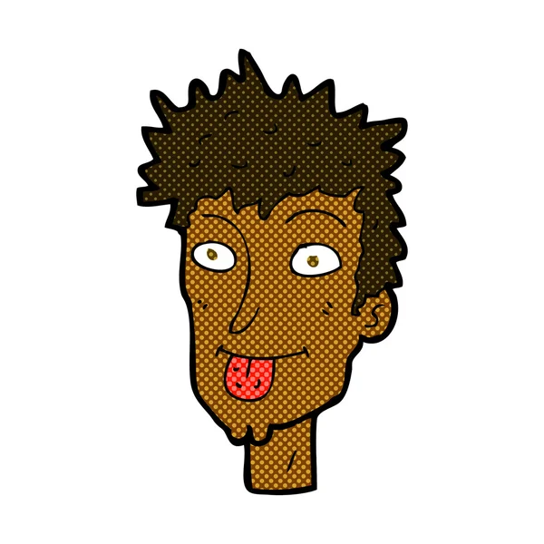 Cómico hombre de dibujos animados sobresaliendo lengua — Vector de stock