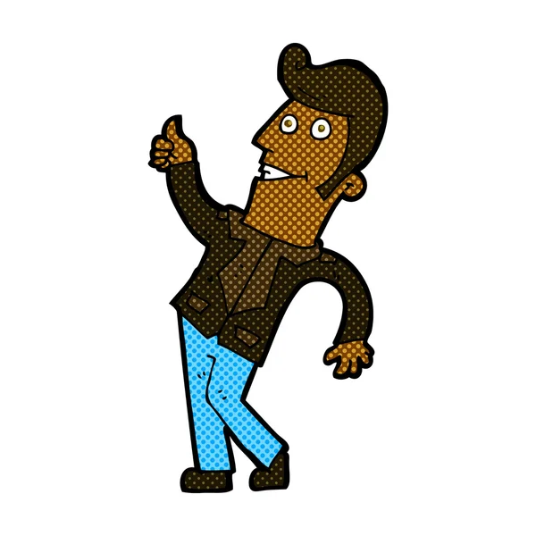 Strip cartoon man die geeft duimen omhoog teken — Stockvector