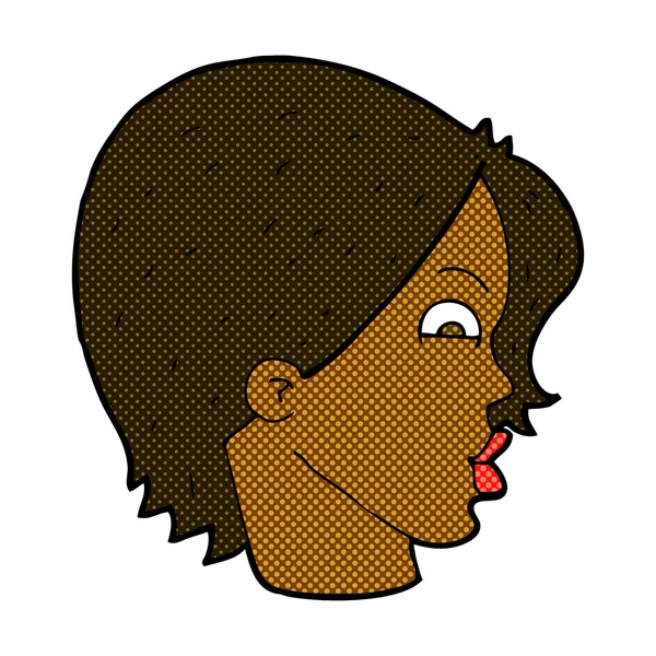 Komiska tecknade kvinnliga ansikte — Stock vektor