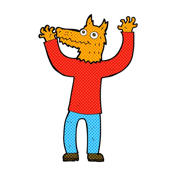 Komik karikatür fox adam — Stok Vektör