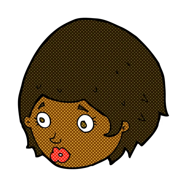Cómic chica de dibujos animados con expresión preocupada — Vector de stock