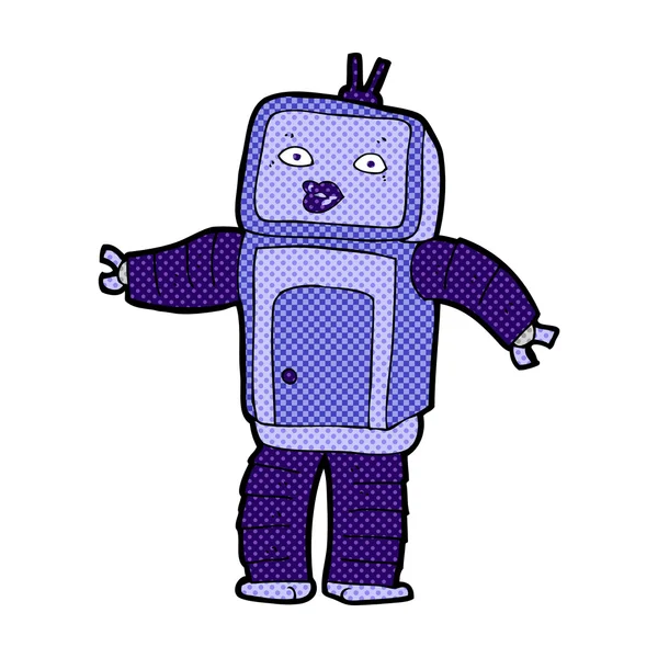 Grappige strip cartoon robot — Stockvector