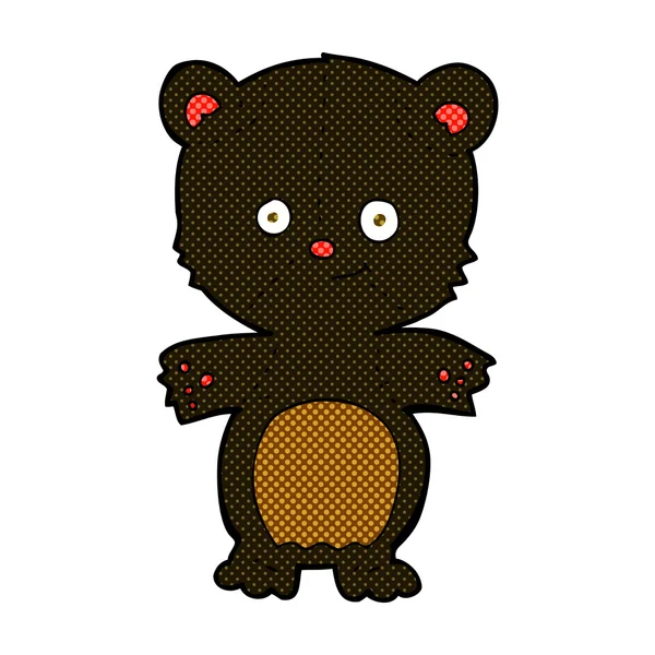 Comic cartoon black bear cub — Stock Vector