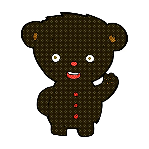 Комічний мультфільм махає чорний ведмідь дитина — стоковий вектор