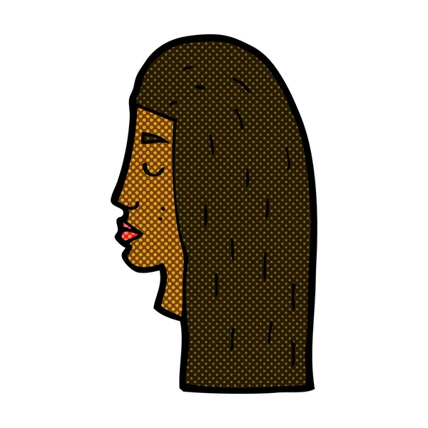 漫画卡通女性面部轮廓 — 图库矢量图片