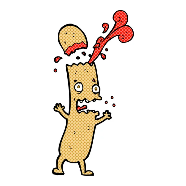 Desenho animado cômico salsicha mal cozida — Vetor de Stock