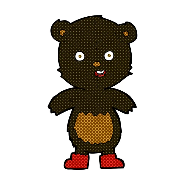 Comic cartoon happy teddy bear in boots — Stock Vector