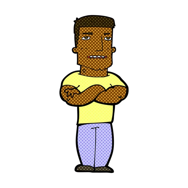 Bande dessinée dur gars avec les bras croisés — Image vectorielle