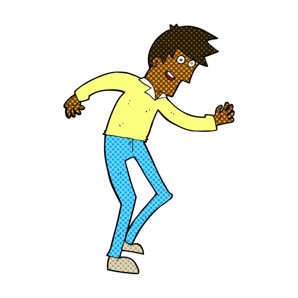 Comic-Zeichentrick glücklicher Mann tanzt — Stockvektor