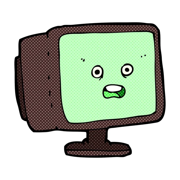Komik karikatür bilgisayar ekranı — Stok Vektör