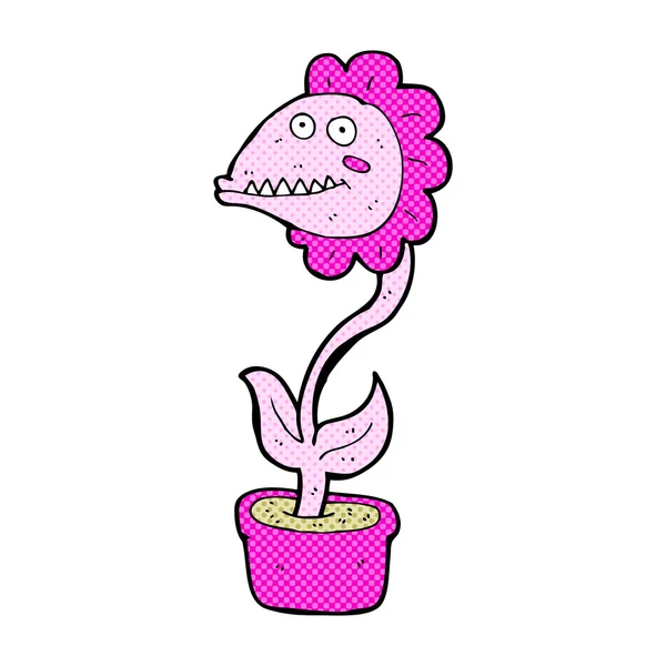 Cómic dibujos animados monstruo planta — Vector de stock