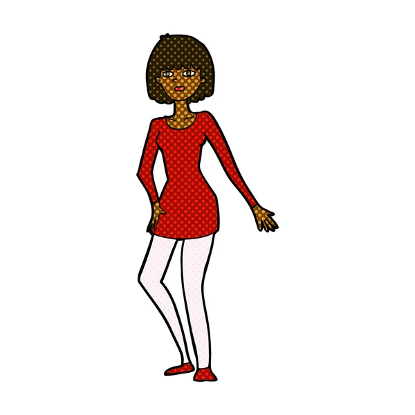 Strip cartoon vrouw in jurk — Stockvector