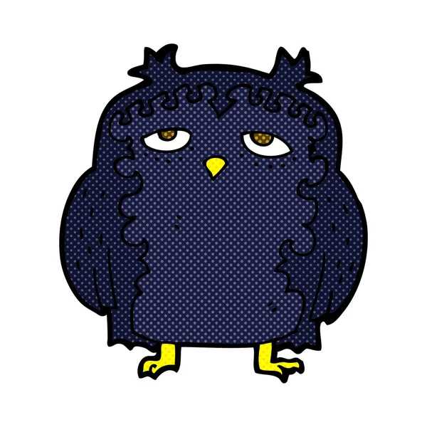 Comic cartoon wise old owl — Stock Vector