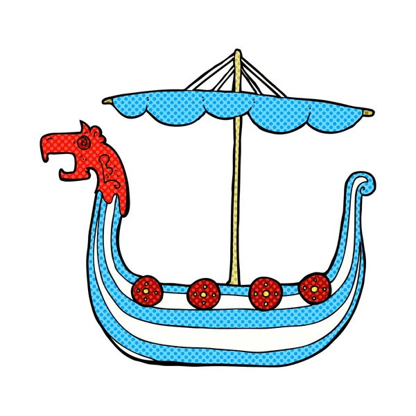 Caricatura cómica nave vikinga — Archivo Imágenes Vectoriales