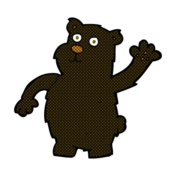Komiska cartoon viftande svartbjörn — Stock vektor