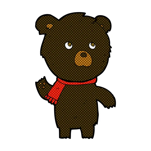 Historieta de dibujos animados lindo oso negro — Vector de stock