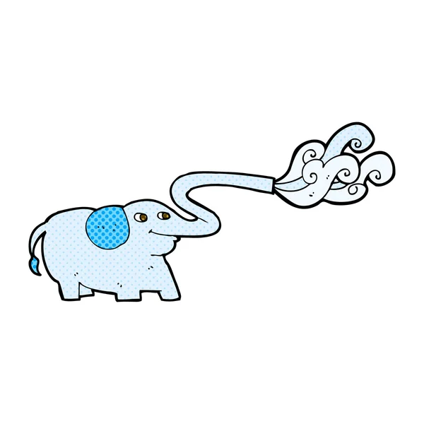 Comic cartoon elephant squirting water — стоковый вектор