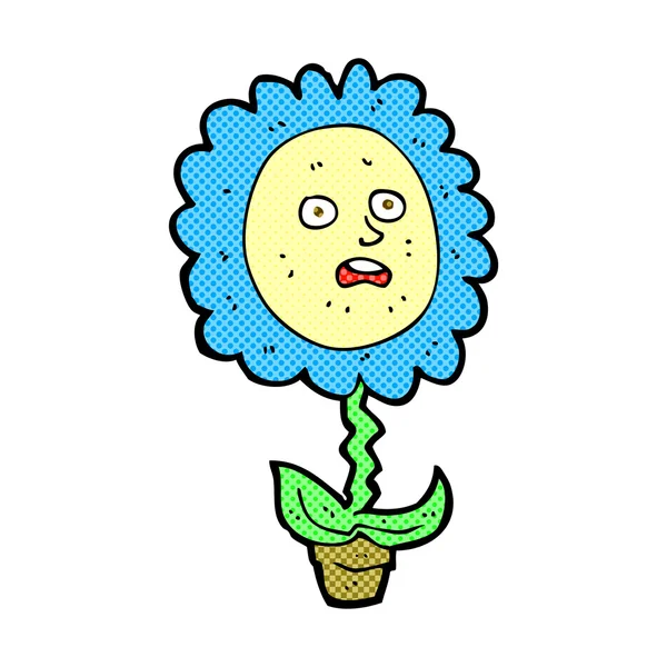 Komik karikatür çiçek ile yüz — Stok Vektör
