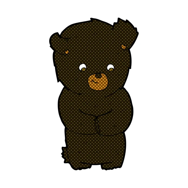 Cute comic cartoon black bear — Stock Vector