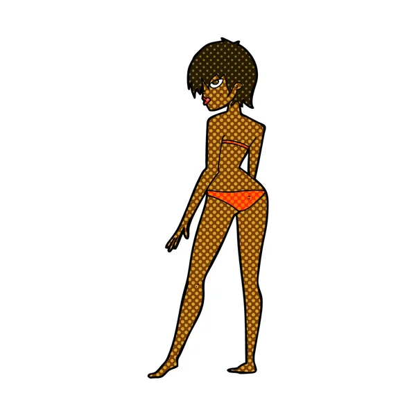 Mujer de dibujos animados cómicos en bikini — Archivo Imágenes Vectoriales