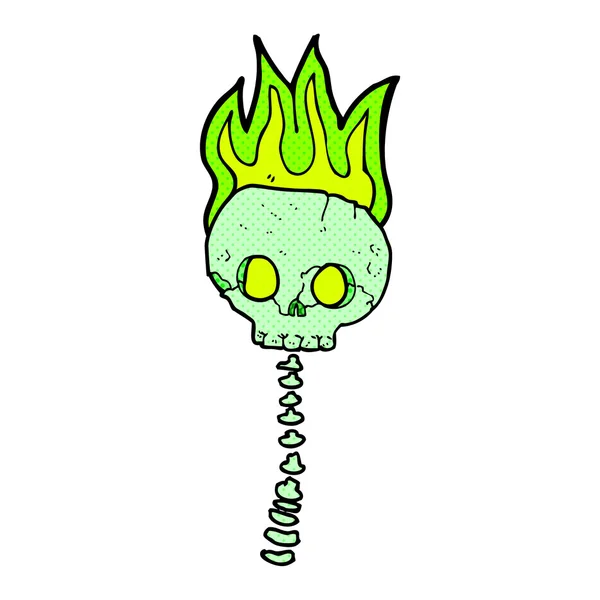 Comic cartoon spooky skull and spine — Stock Vector