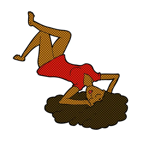 Комический мультфильм о женщине, лежащей на полу — стоковый вектор