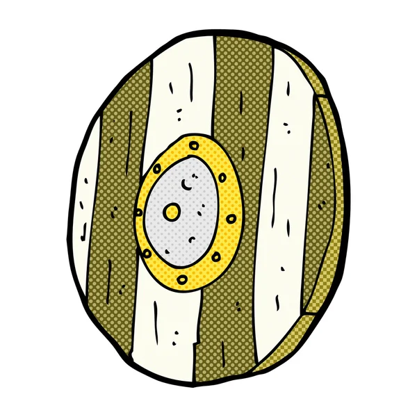 Comic cartoon wooden shield — Stock Vector