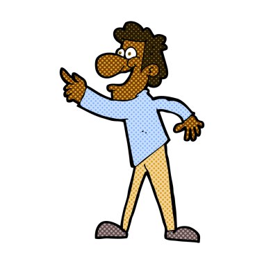 komik karikatür adam işaret ve gülüyor
