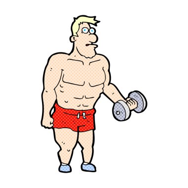 komik karikatür adam ağırlık kaldırma