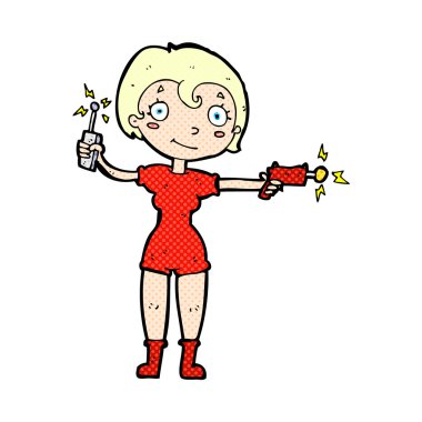 komik karikatür gelecekteki uzay kız