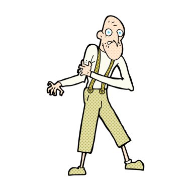 komik karikatür yaşlı adam kalp krizi