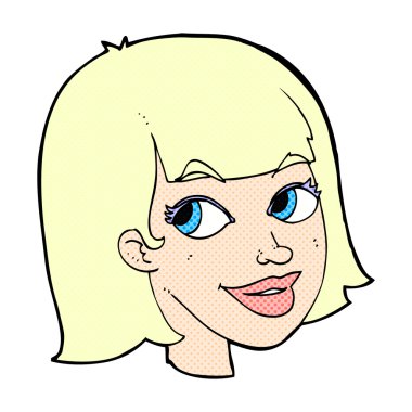 komik karikatür mutlu kadın yüzü