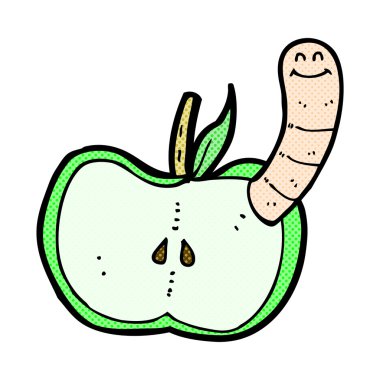 komik karikatür apple ile solucan