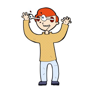 komik karikatür adam başını dışarı haşhaş gözlü