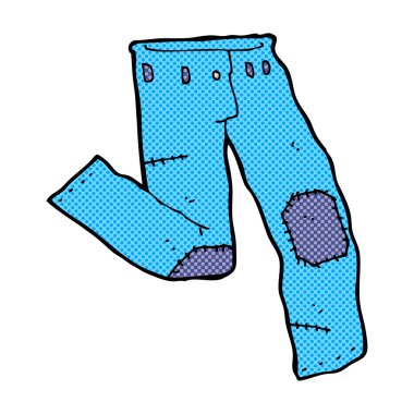 komik karikatür eski kot yamalı