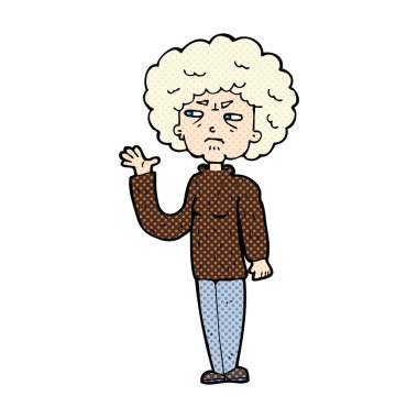 komik karikatür rahatsız yaşlı kadın sallayarak