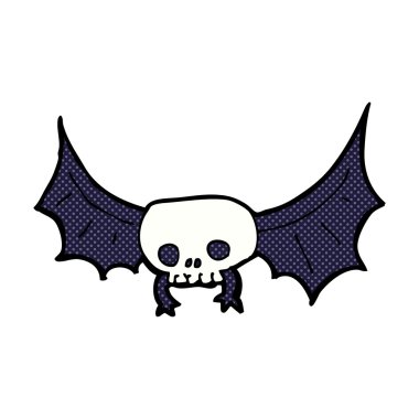 komik karikatür ürkütücü kafatası yarasa