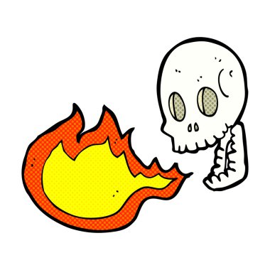 komik karikatür yangın nefes kafatası