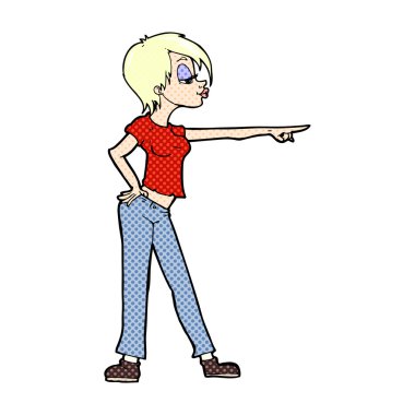 komik karikatür hip kadın işaret