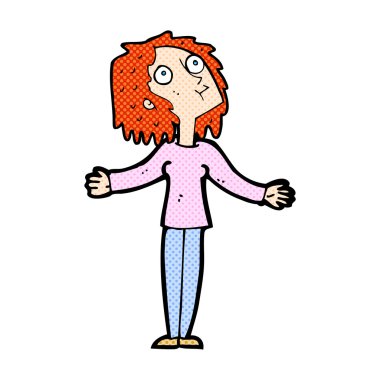 komik karikatür meraklı kadın yukarı arıyor