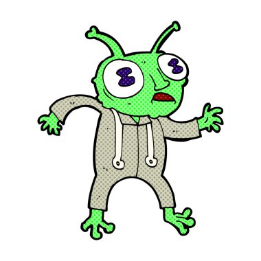 komik karikatür uzaylı uzay adamı