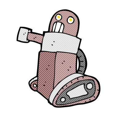 komik karikatür tank robot