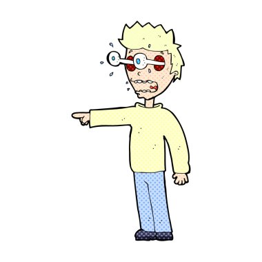 komik çizgi film gözleri haşhaş ile adam