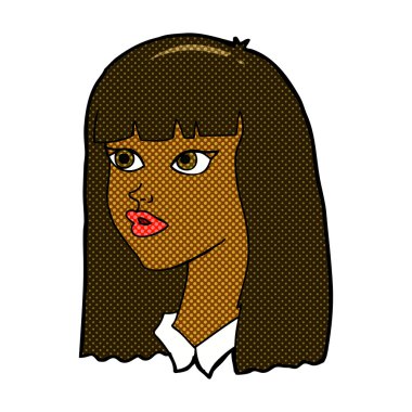 komik karikatür uzun saçlı güzel kız