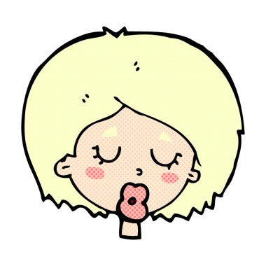 komik çizgi film gözleri kapalı kadınla