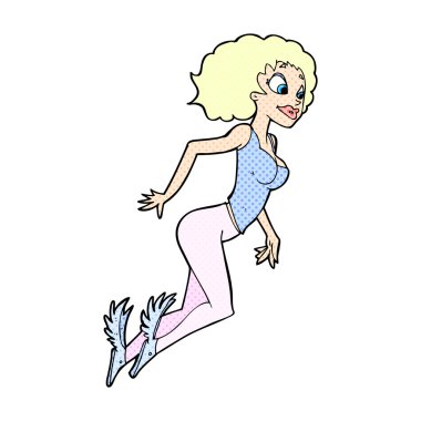 komik karikatür uçan kadın