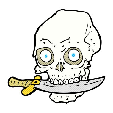 komik karikatür korsan kafatası dişleri bıçak