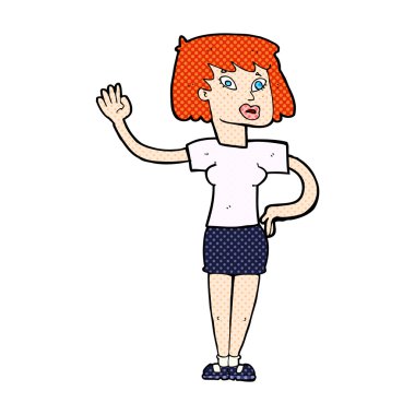 komik karikatür kadın sallayarak